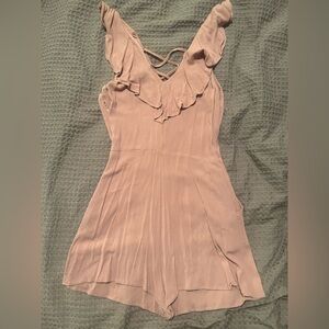 Kendall & Kylie Elegant Pink Ruffle V-Neck Romper